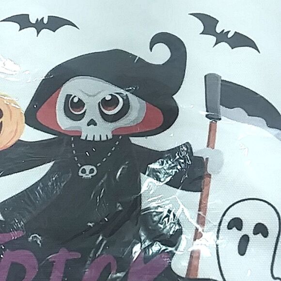 Halloween Bag Tote Treat Zipper Canvas Grim Reaper Large Colorful NEW 16… - Picture 3 of 8